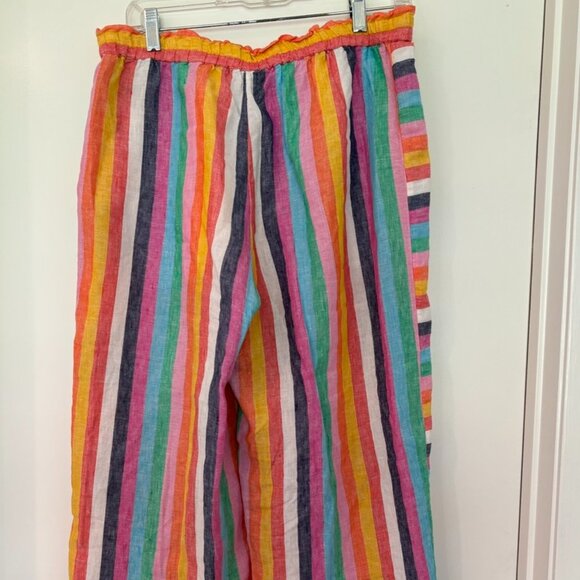 J CREW RAINBOW STRIPED LINEN FUN PANTS SIZE MED - Picture 2 of 4